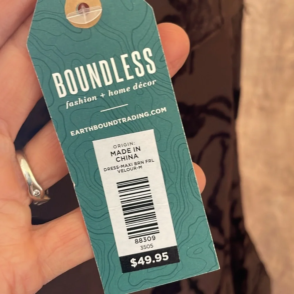 EARTHBOUND Dark Brown Floral Pattern 
Maxi Dress - Picture 13 of 16